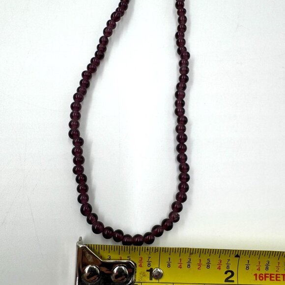 Vtg Glass Beaded Purple Necklace Amethyst Color 1960's Boho Chic Hippie 32" - Picture 6 of 8